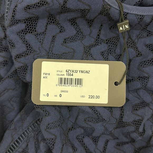 Armani Exchange navy blue lace midi dress sz 0 - Picture 6 of 7